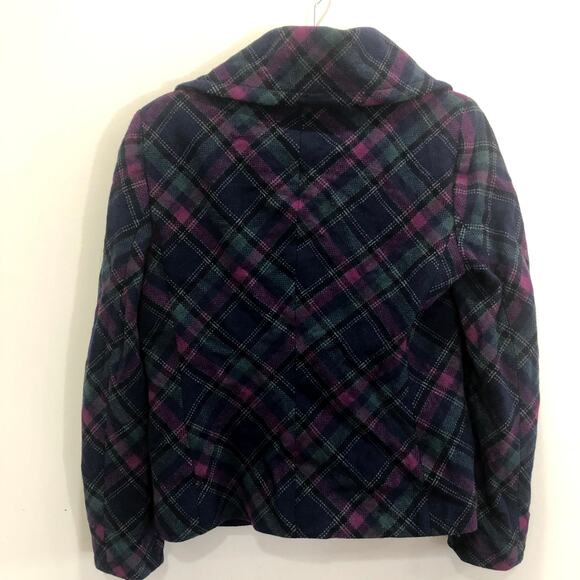 Talbots Wool Pink Green Blue Plaid Peacoat Size 8 - Picture 8 of 9